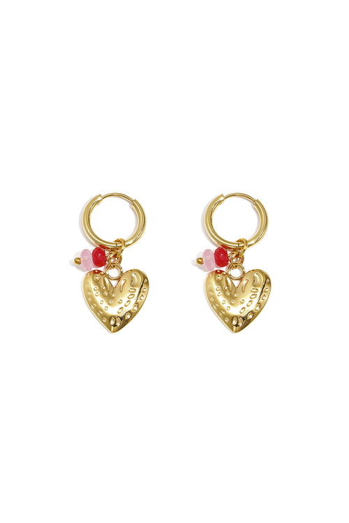 Earrings with heart and beads