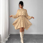 Long Sleeve Solid Color Autumn Dress