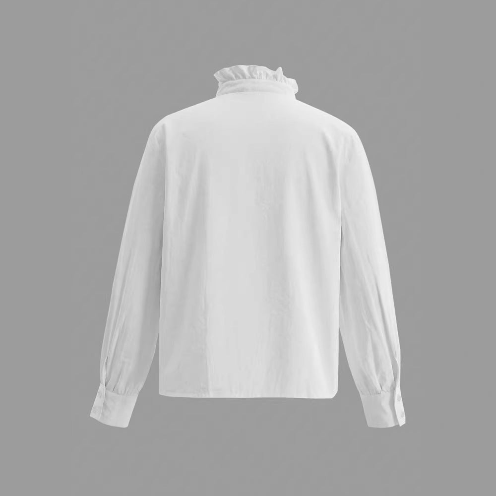 Women's Solid-Colored Patchwork Single-Breasted Casual Shirt