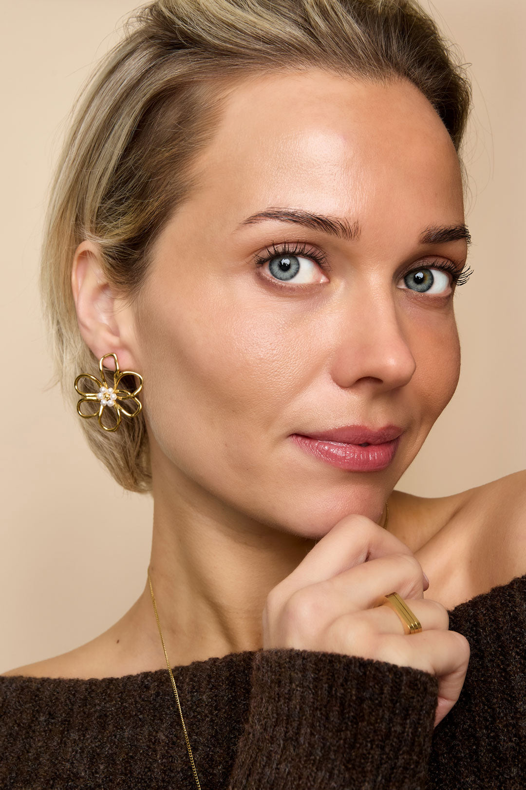 Stainless Steel Stud Earrings Flower Casual Daily Simple Series Women's jewelry