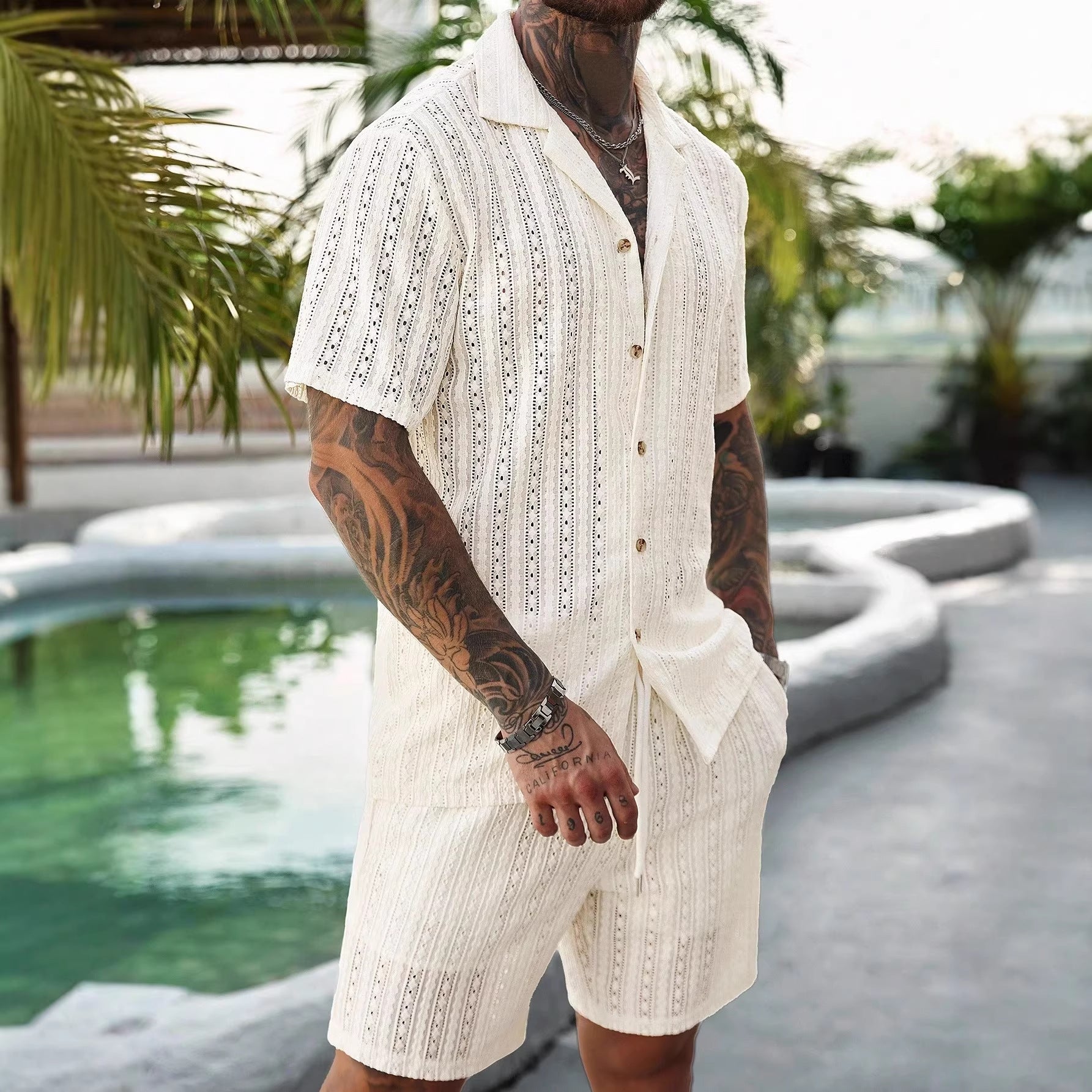 Breathable Short-Sleeve Shirt And Shorts Set