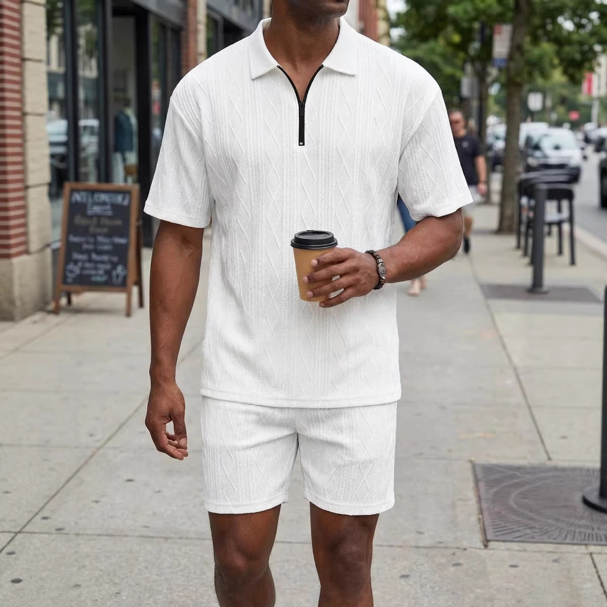 Short-sleeved Polo Shirt And Shorts Set