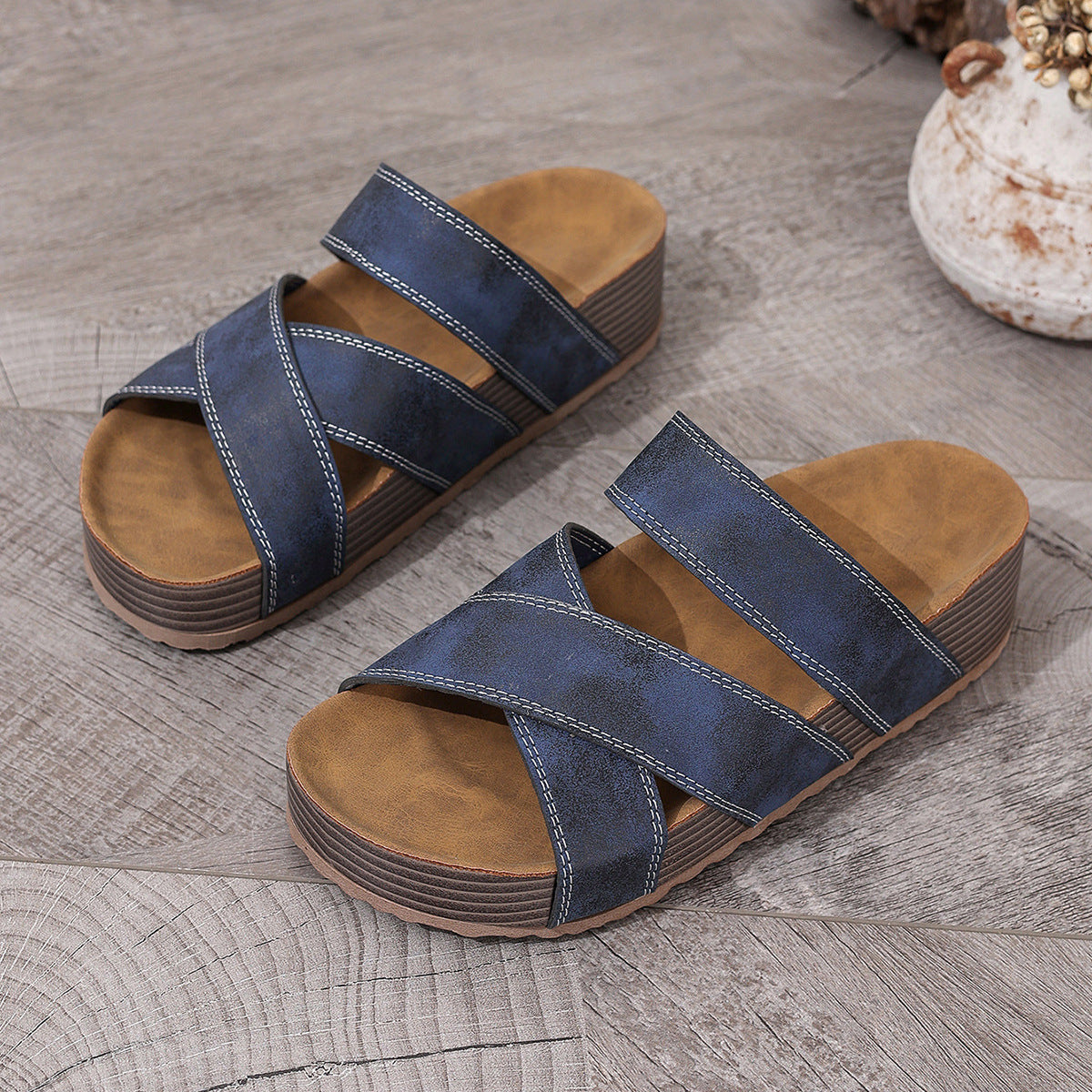 Retro Casual Flat-heeled Beach Slippers