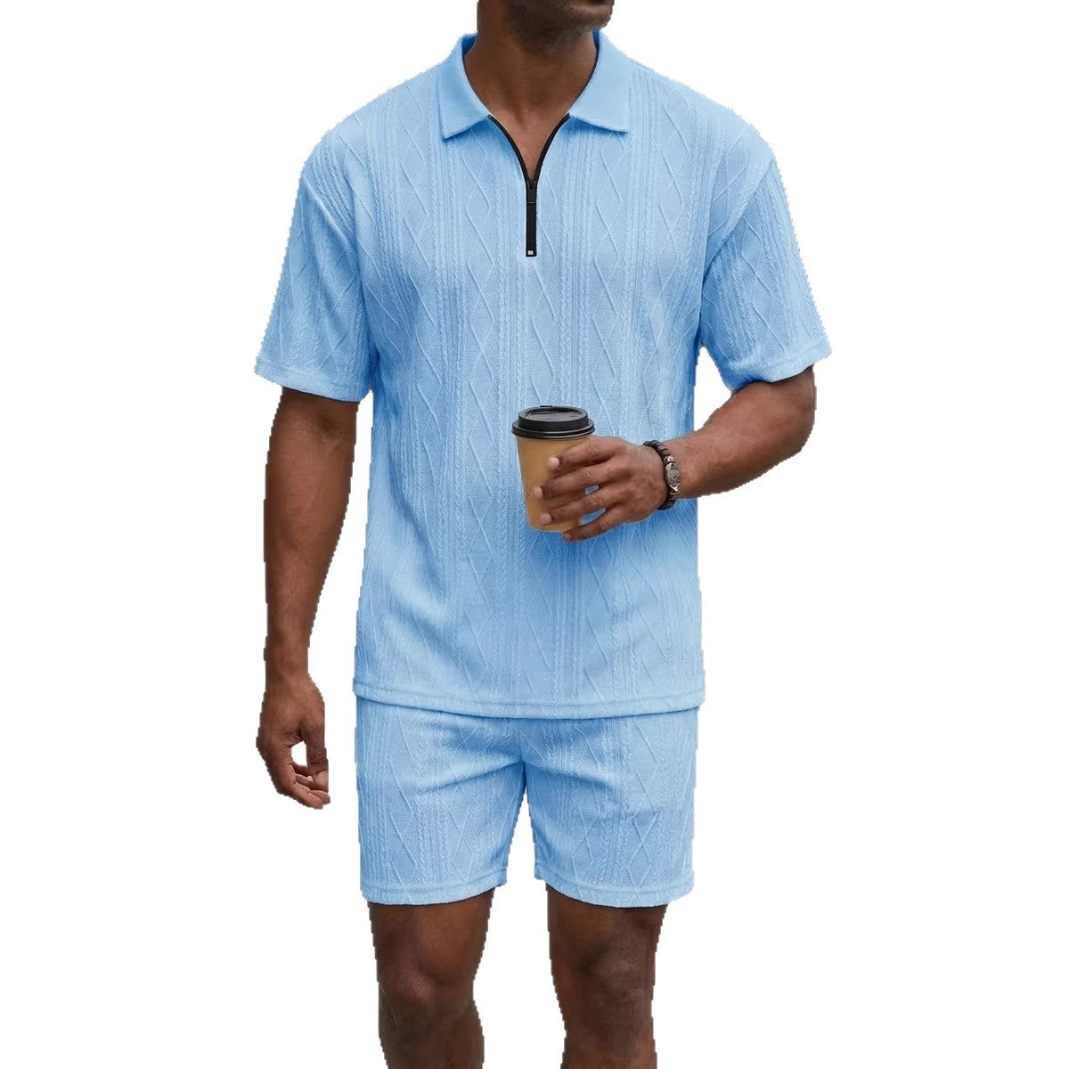 Short-sleeved Polo Shirt And Shorts Set