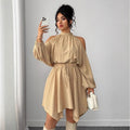 Long Sleeve Solid Color Autumn Dress