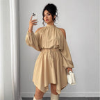 Long Sleeve Solid Color Autumn Dress