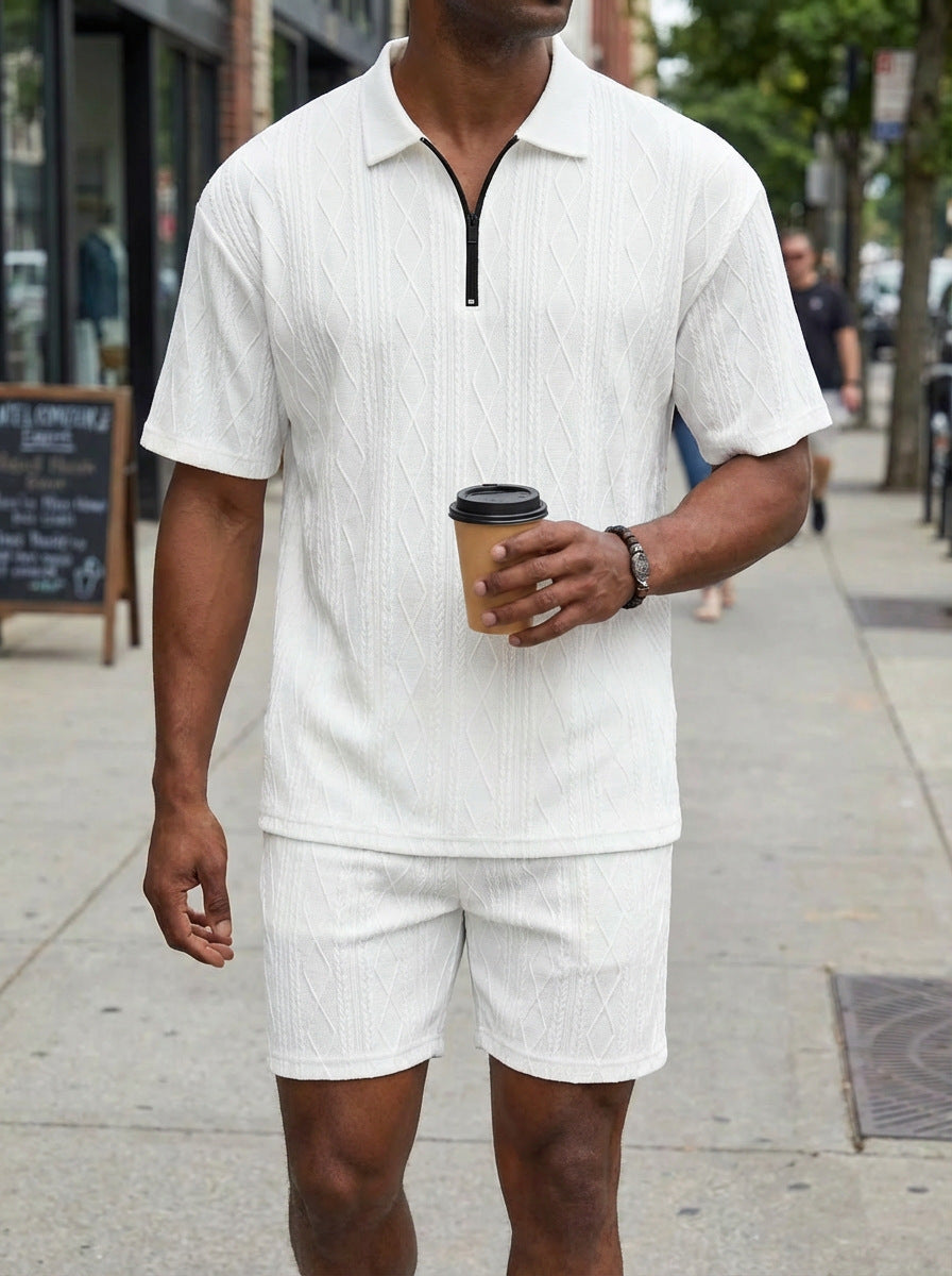 Short-sleeved Polo Shirt And Shorts Set