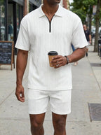 Short-sleeved Polo Shirt And Shorts Set