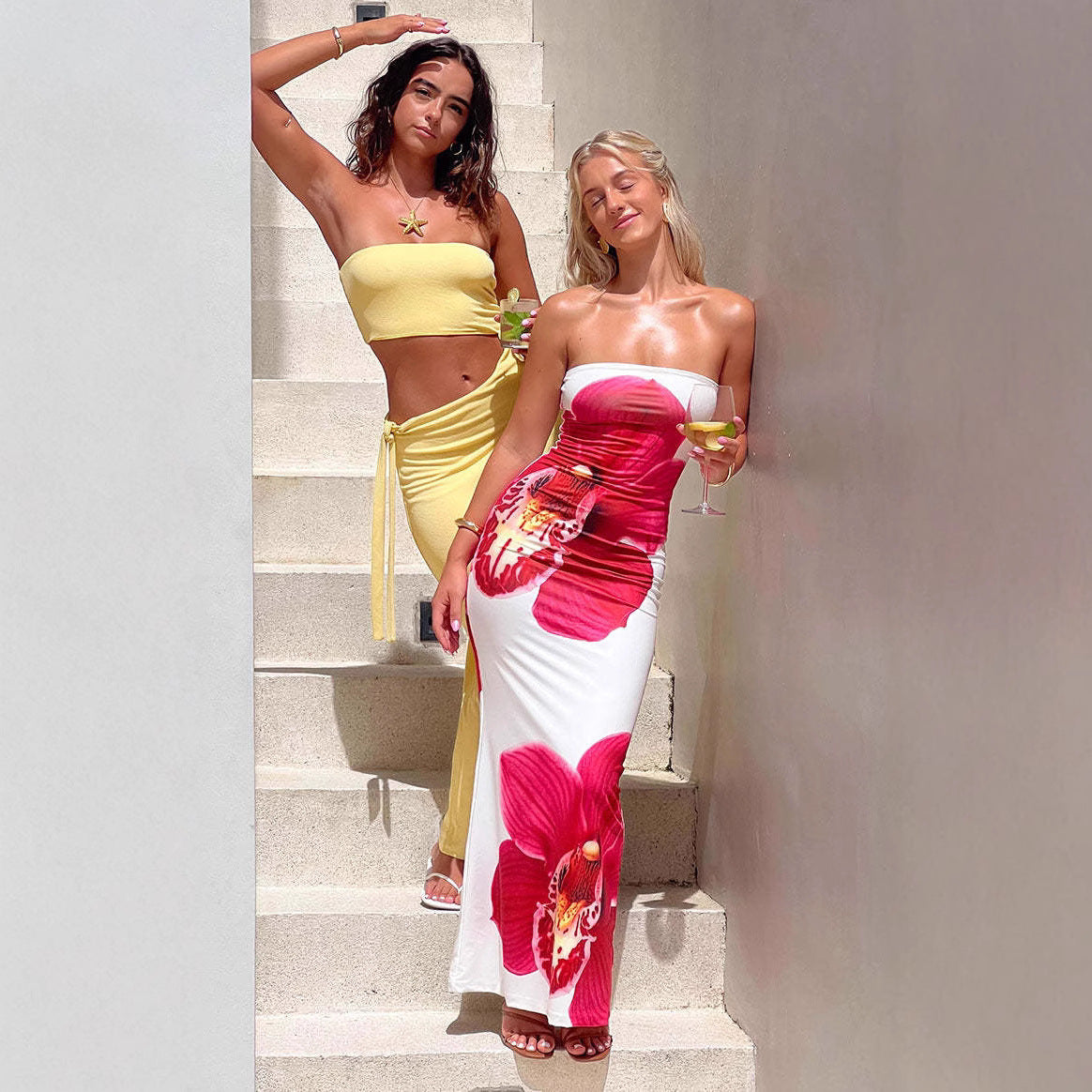 Womens Casual All-match Fashionable Elegant Sexy Tube Dress Slim-Fit Long Dress