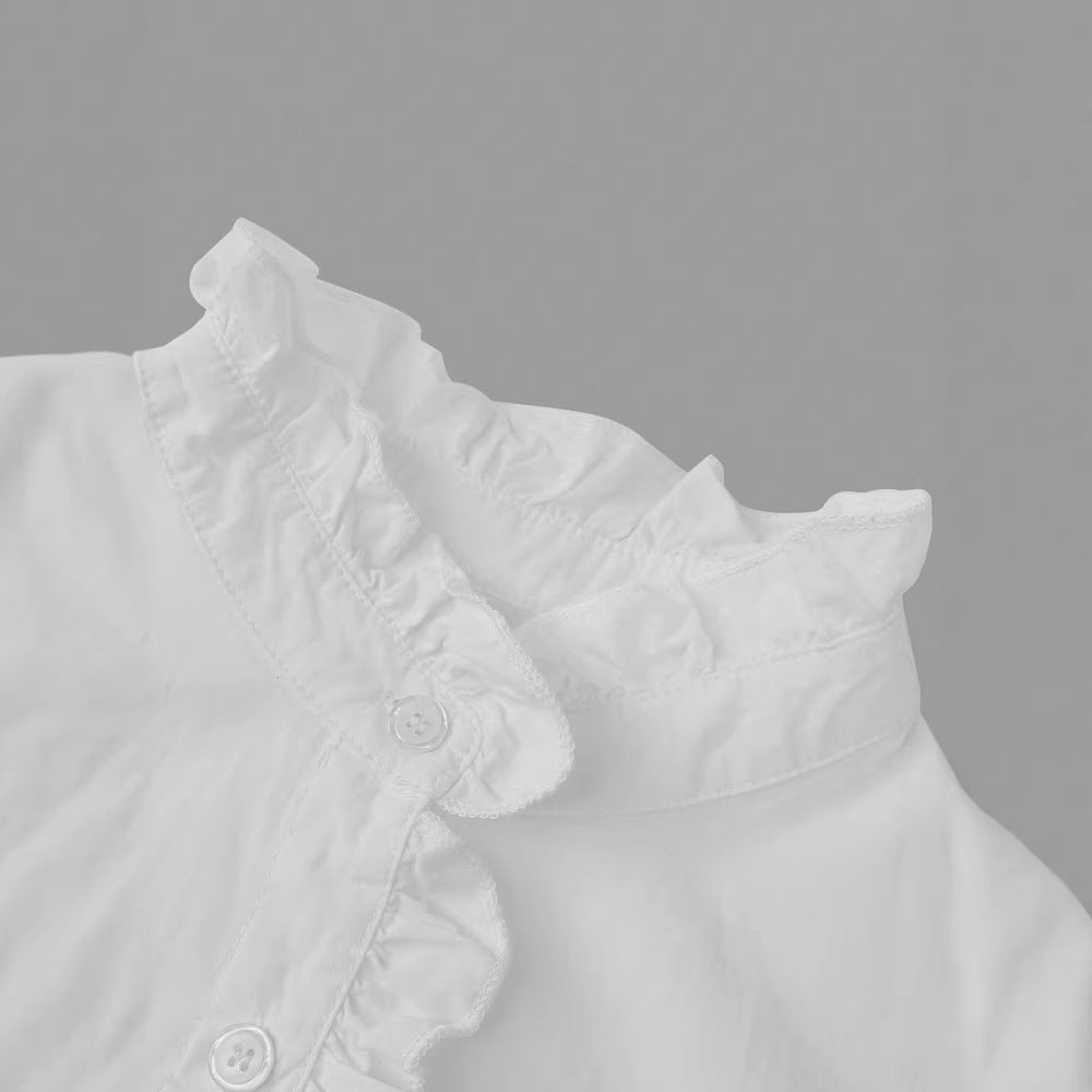 Women's Solid-Colored Patchwork Single-Breasted Casual Shirt