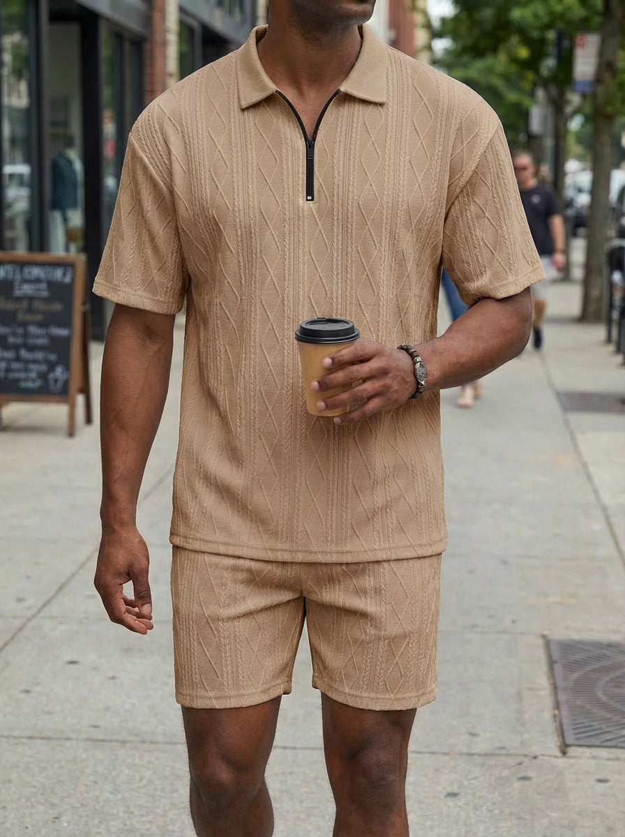 Short-sleeved Polo Shirt And Shorts Set