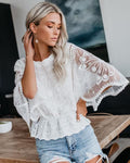 Womens New Arrival Lace Trim Top Short-Sleeve Shirt Loose Batwing Sleeve