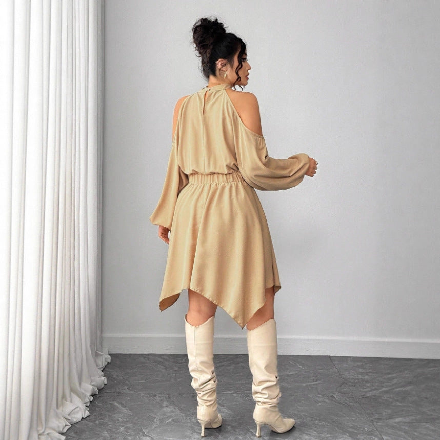 Long Sleeve Solid Color Autumn Dress