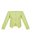 Polyester Women's Off-Shoulder Long Sleeve Top Buttoned Front Design