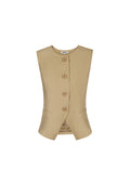 Polyester Women's Sleeveless Top Structured Button-Down Design