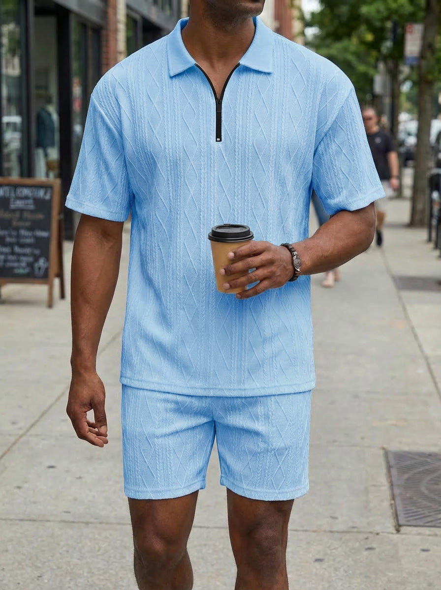 Short-sleeved Polo Shirt And Shorts Set