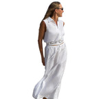 New Lapel-Neckline Zipper Sleeveless Vest Dress Set