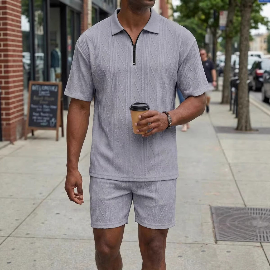 Short-sleeved Polo Shirt And Shorts Set