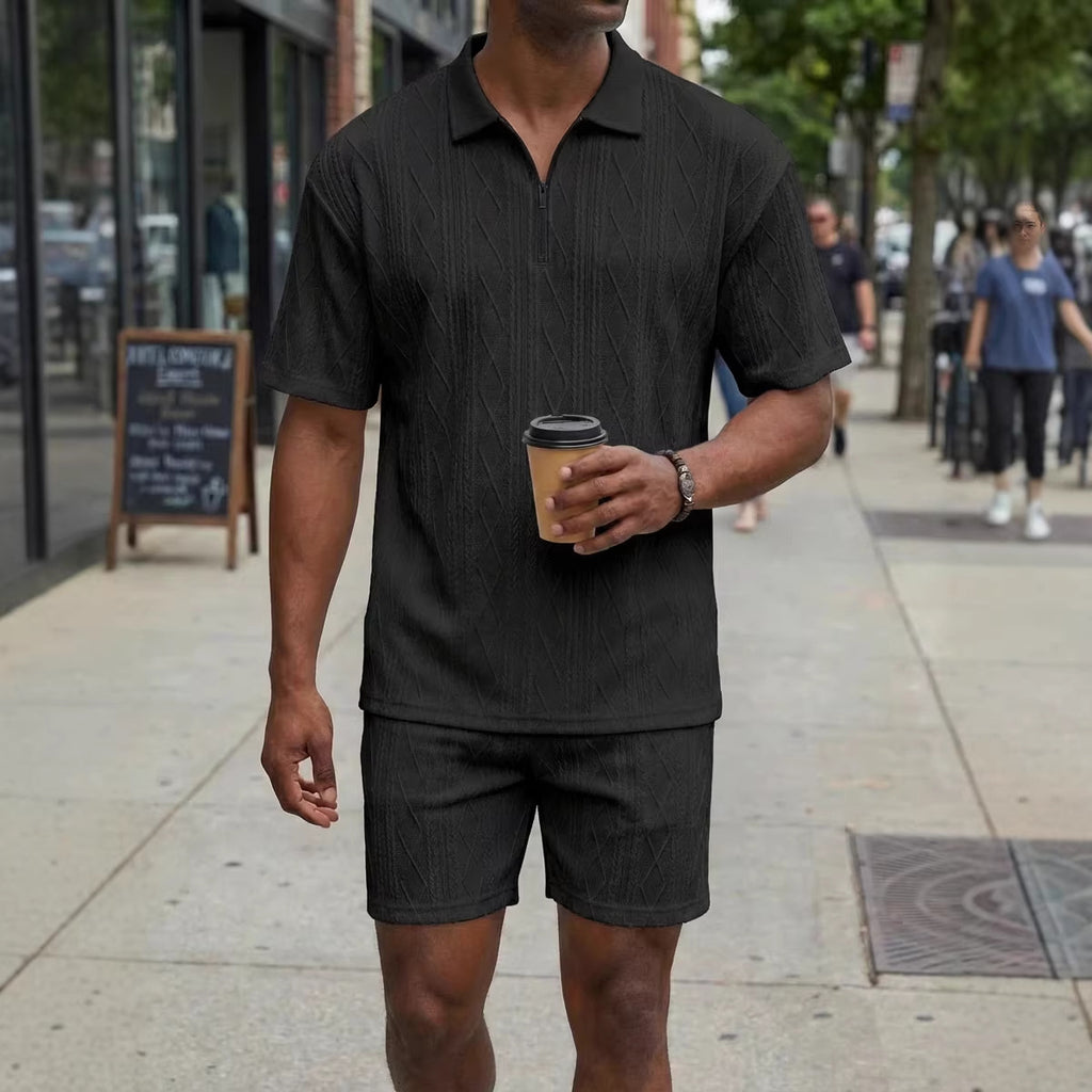Short-sleeved Polo Shirt And Shorts Set