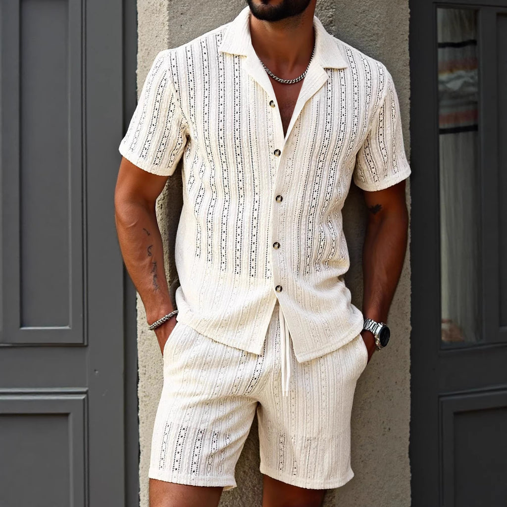Breathable Short-Sleeve Shirt And Shorts Set