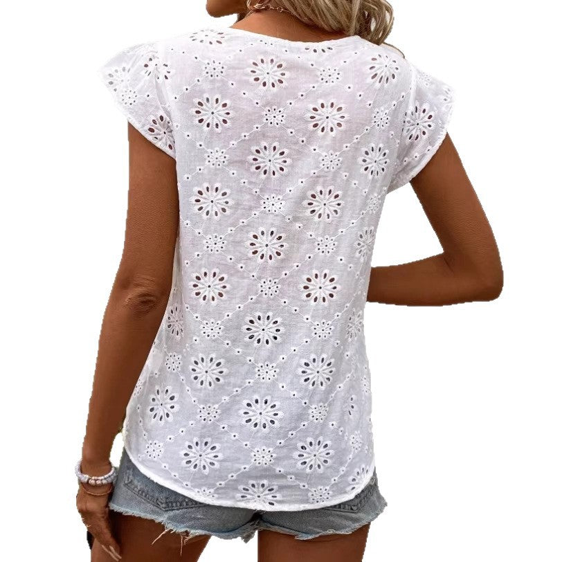 V-neck Versatile Womens Sleeveless Blouse