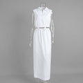 New Lapel-Neckline Zipper Sleeveless Vest Dress Set