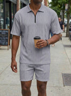 Short-sleeved Polo Shirt And Shorts Set
