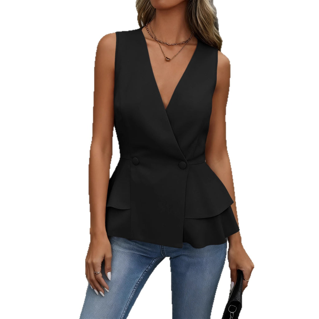 Women's Fashion Sleeveless Slim Fit Lace Trim Top