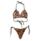 Solid Color Lace-up Bikini Three-point T-back Swimsuit Suit With Chest Pad Beach Womens Clothing