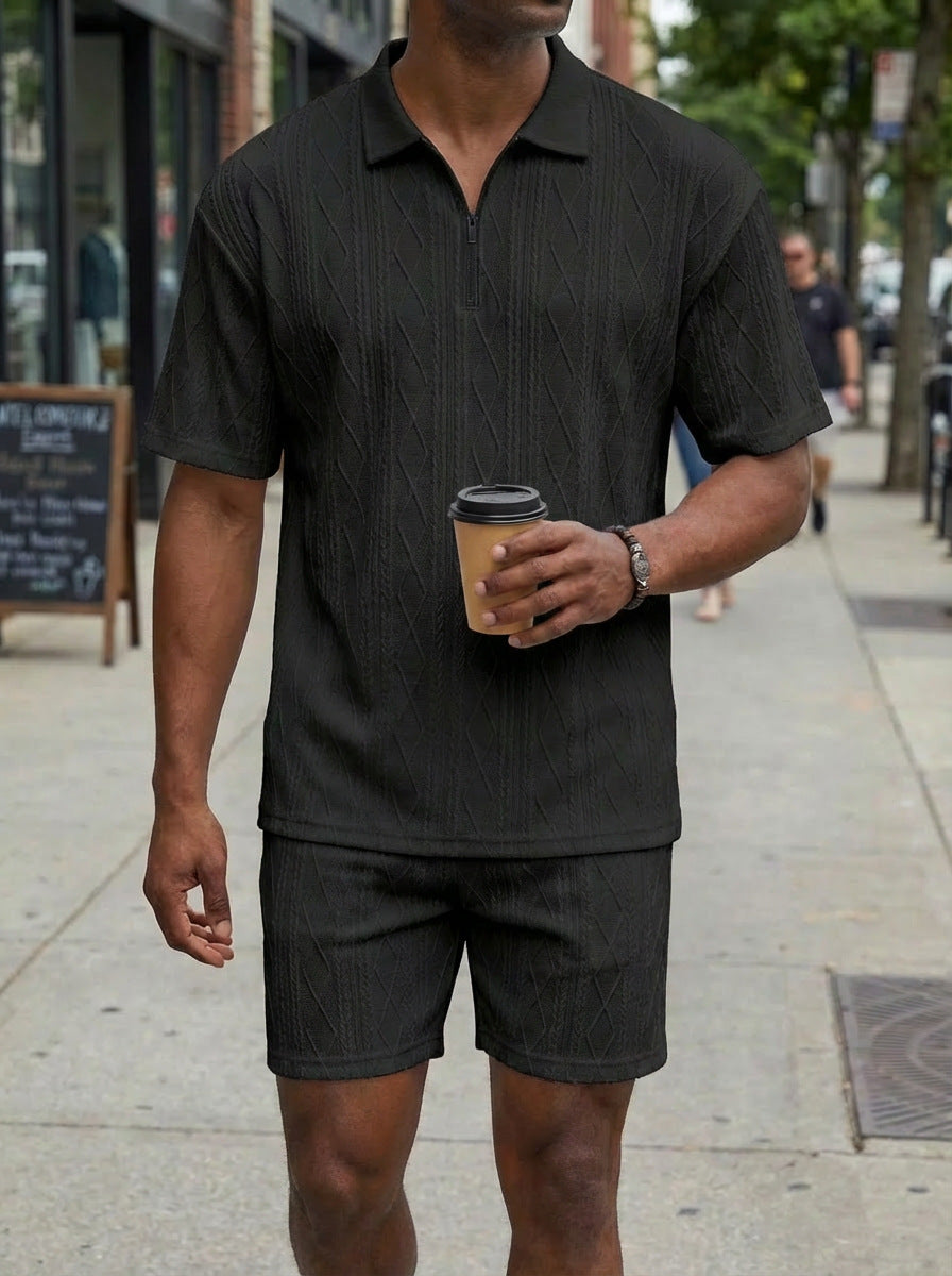 Short-sleeved Polo Shirt And Shorts Set