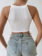 Elegant Tassel Crop Top Slim Fit