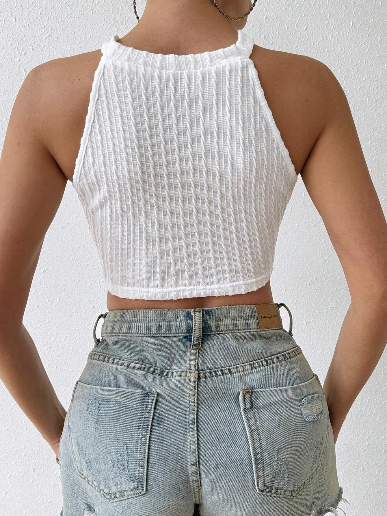 Elegant Tassel Crop Top Slim Fit
